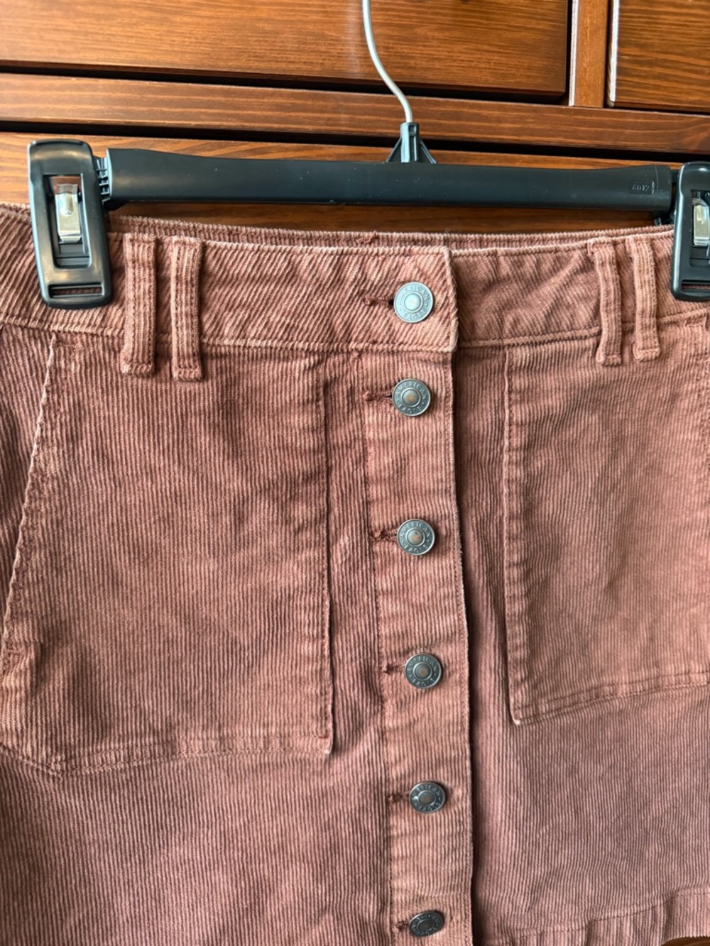 American Eagle Button-Front Corduroy Mini Skirt - Picture 2 of 5